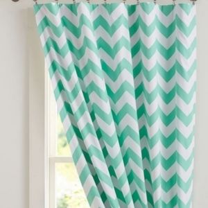 1 Pottery Barn blackout curtain drape Aqua white 96" nwot